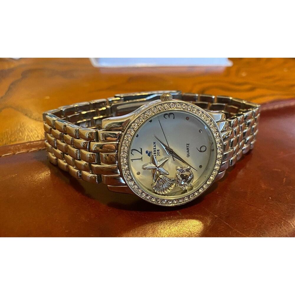 Women's 35mm Caribbean Joe Watch, Silver Tone with Charms in the Case